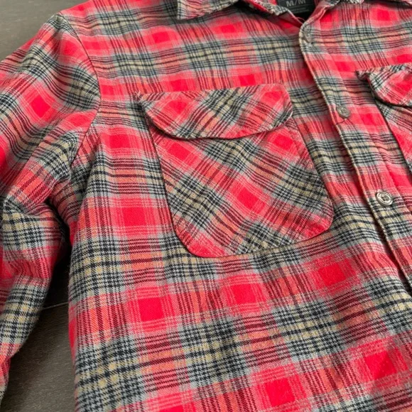 Oakley Mens Hooded Quilted Red Flannel Shirt Jacket Size M Plaid Patterned - Picture 7 of 14